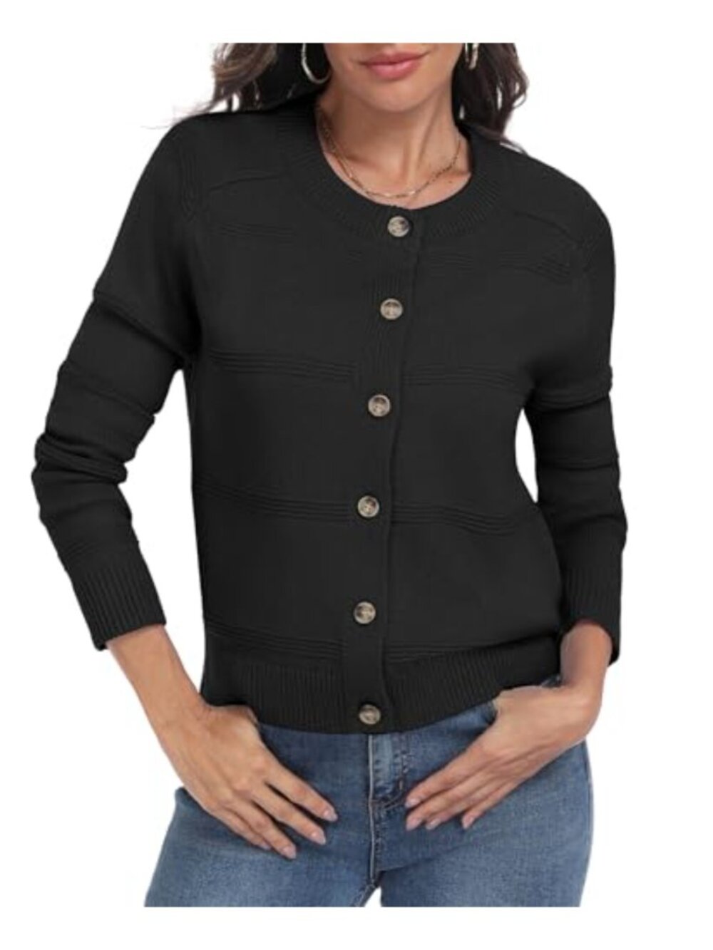 PrinStory Women's Open Front Cardigan Lightweight Long Sleeve Knit Sweater